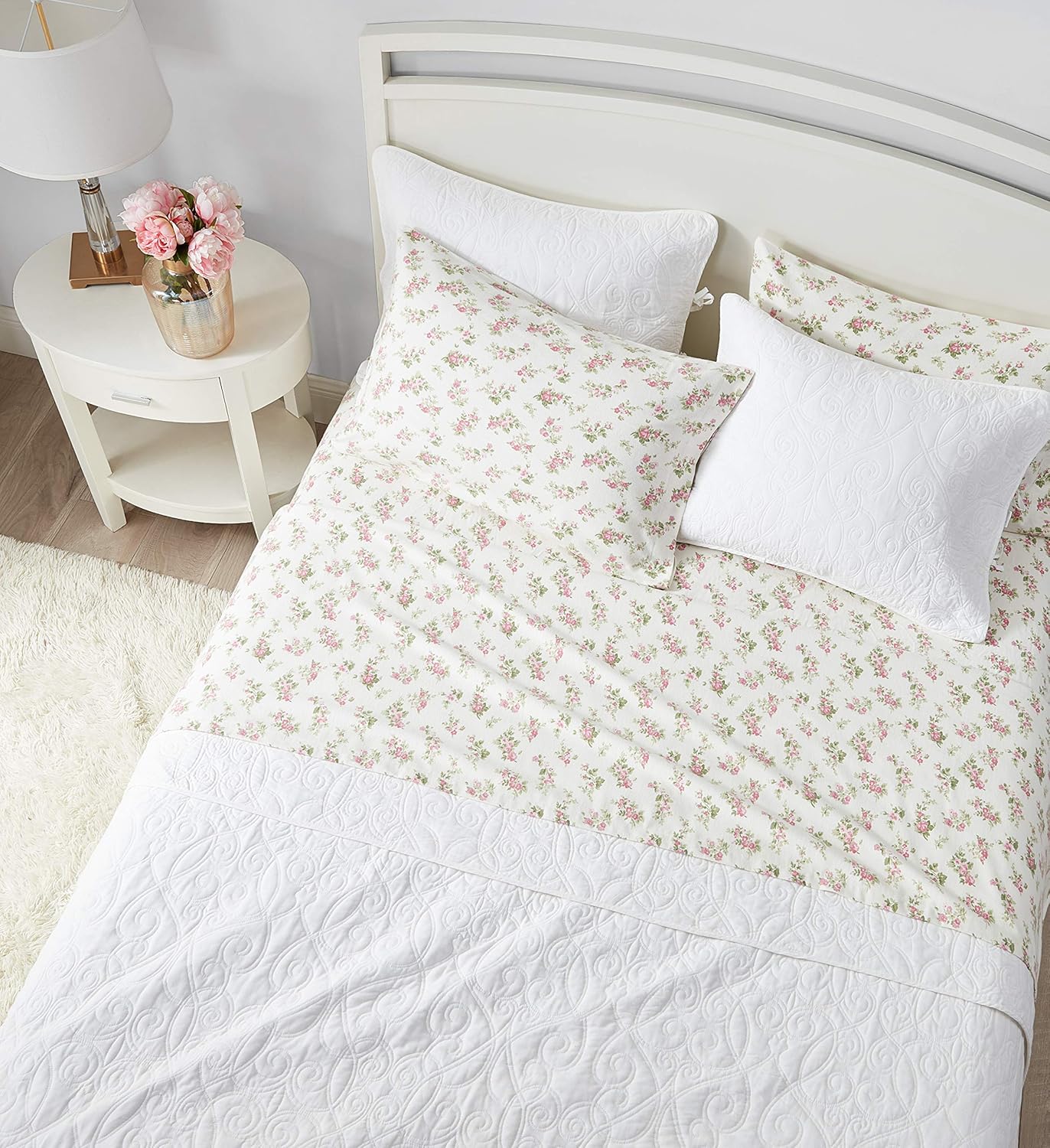 Flannel Cozy Sheet Sets-Audrey Pink/Cream