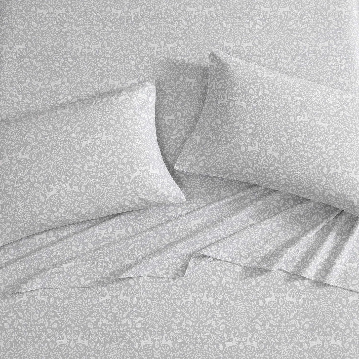 Flannel Cozy Sheet Sets-Deer Dance Grey