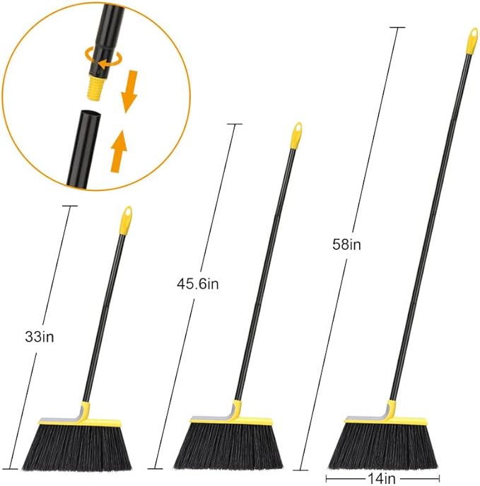 Outdoor Broom for Floor Cleaning,58" Heavy-Duty Commercial Broom for Sweeping Concrete Courtyard Garage Patio Indoor Home Kitchen Office Lobby