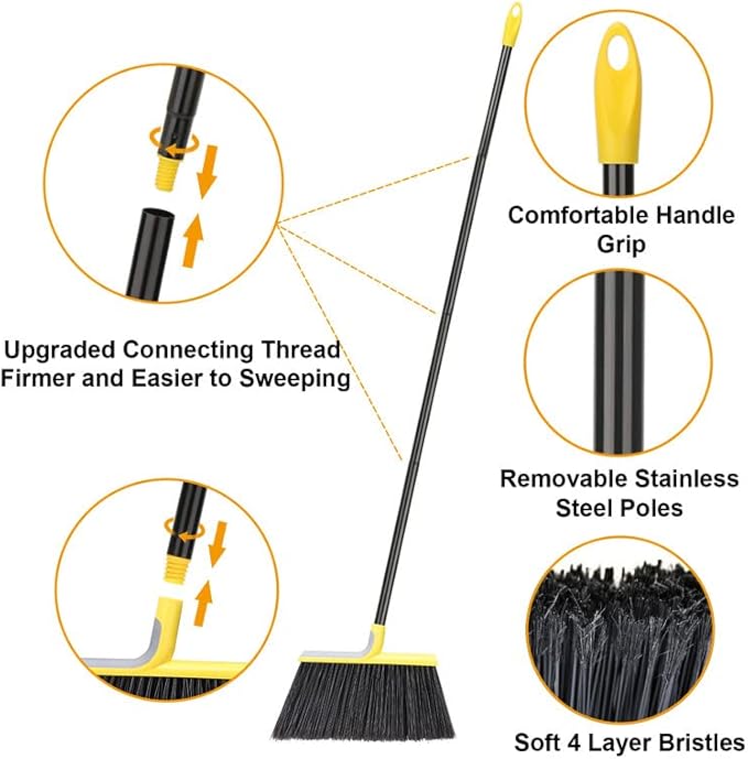 Outdoor Broom for Floor Cleaning,58" Heavy-Duty Commercial Broom for Sweeping Concrete Courtyard Garage Patio Indoor Home Kitchen Office Lobby