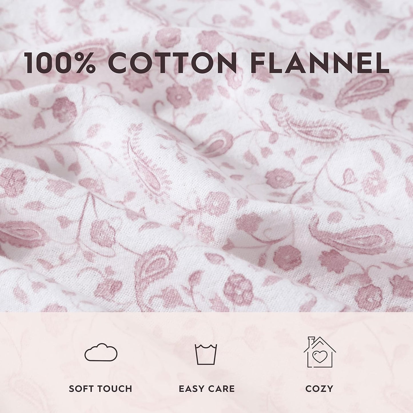 Flannel Cozy Sheet Sets-Paisley Prance Pink