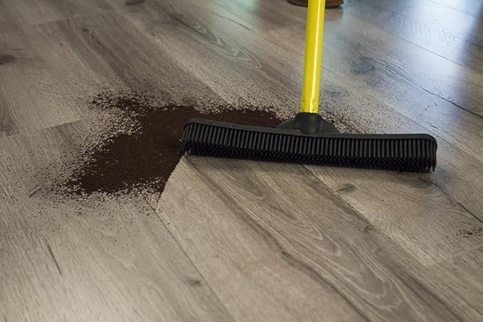 Original Pet Hair Rubber Broom with Squeegee, with 58" Telescopic Handle for Carpet, Tile and Hardwood