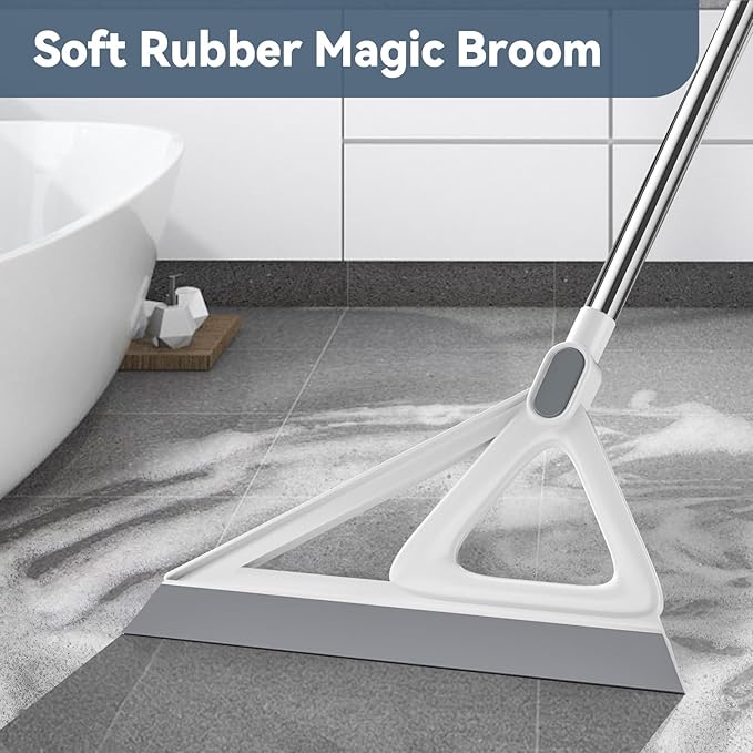 Multifunction Magic Broom, Squeegee Broom for Floor, Rubber Silicone Broom for Floor Cleaning, Magic Broom Sweeper for Living Room, Kitchen, Bathroom-Easy Dry The Glass (Grey, 54 INCH)