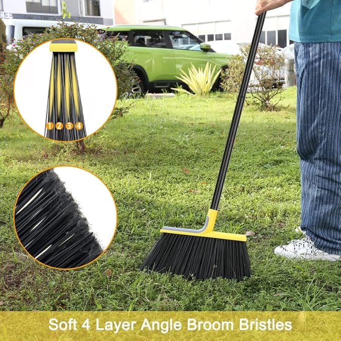 Outdoor Broom for Floor Cleaning,58" Heavy-Duty Commercial Broom for Sweeping Concrete Courtyard Garage Patio Indoor Home Kitchen Office Lobby