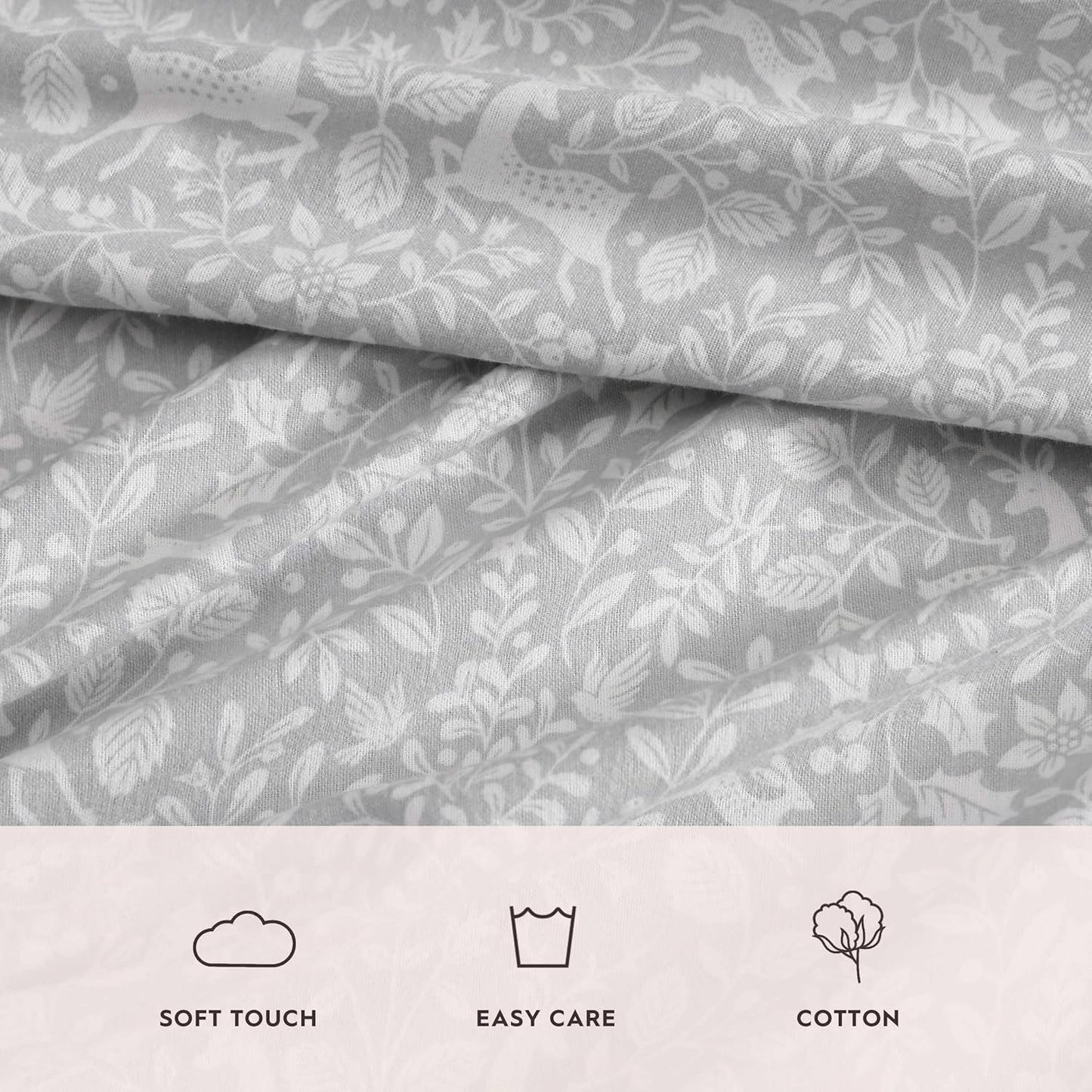 Flannel Cozy Sheet Sets-Deer Dance Grey