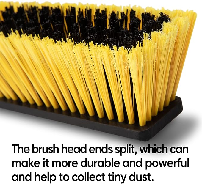 18 Inch Push Broom Heavy-Duty Outdoor Commercial Broom Brush Stiff Bristles for Cleaning Patio Garage Deck Concrete Wood Stone Tile Floor 65.3 inch Long