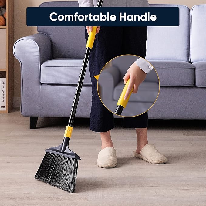 Heavy-Duty Broom Outdoor Commercial for Courtyard Garage Lobby Mall Market Floor Home Kitchen Room Office Pet Hair Rubbish 54Inch