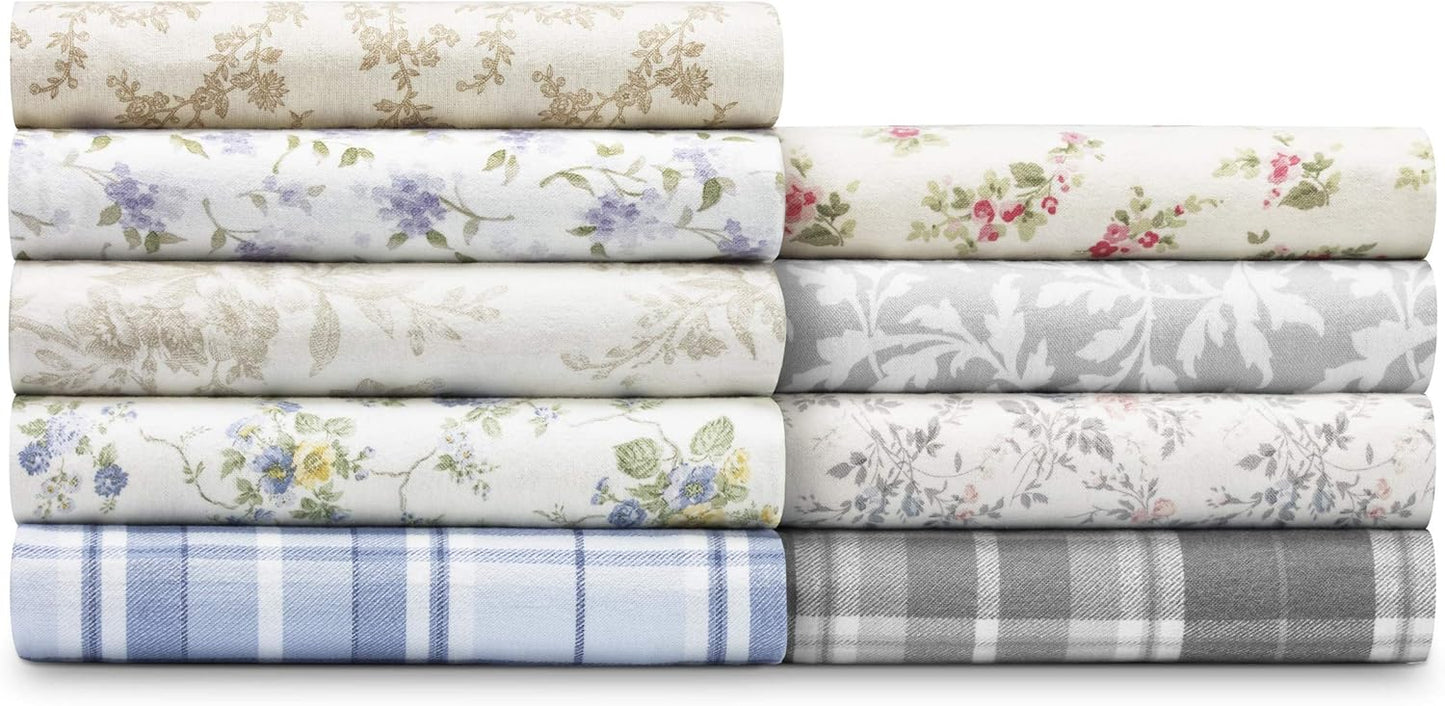 Flannel Cozy Sheet Sets-Le Fleur Multi/White