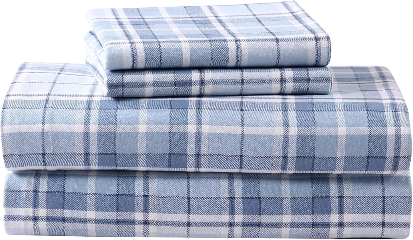 Flannel Cozy Sheet Sets-Mulholland Plaid Blue