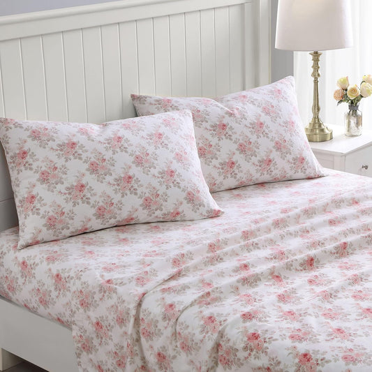 Flannel Cozy Sheet Sets- Lisalee Pink/Grey