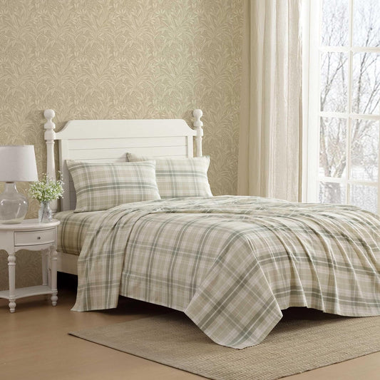 Flannel Cozy Sheet Sets-Mulholland Plaid Green