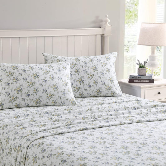 Flannel Cozy Sheet Sets-Le Fleur Multi/White