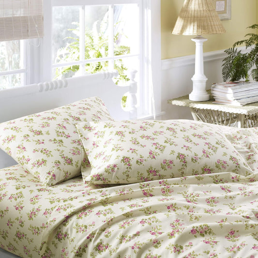 Flannel Cozy Sheet Sets-Audrey Pink/Cream