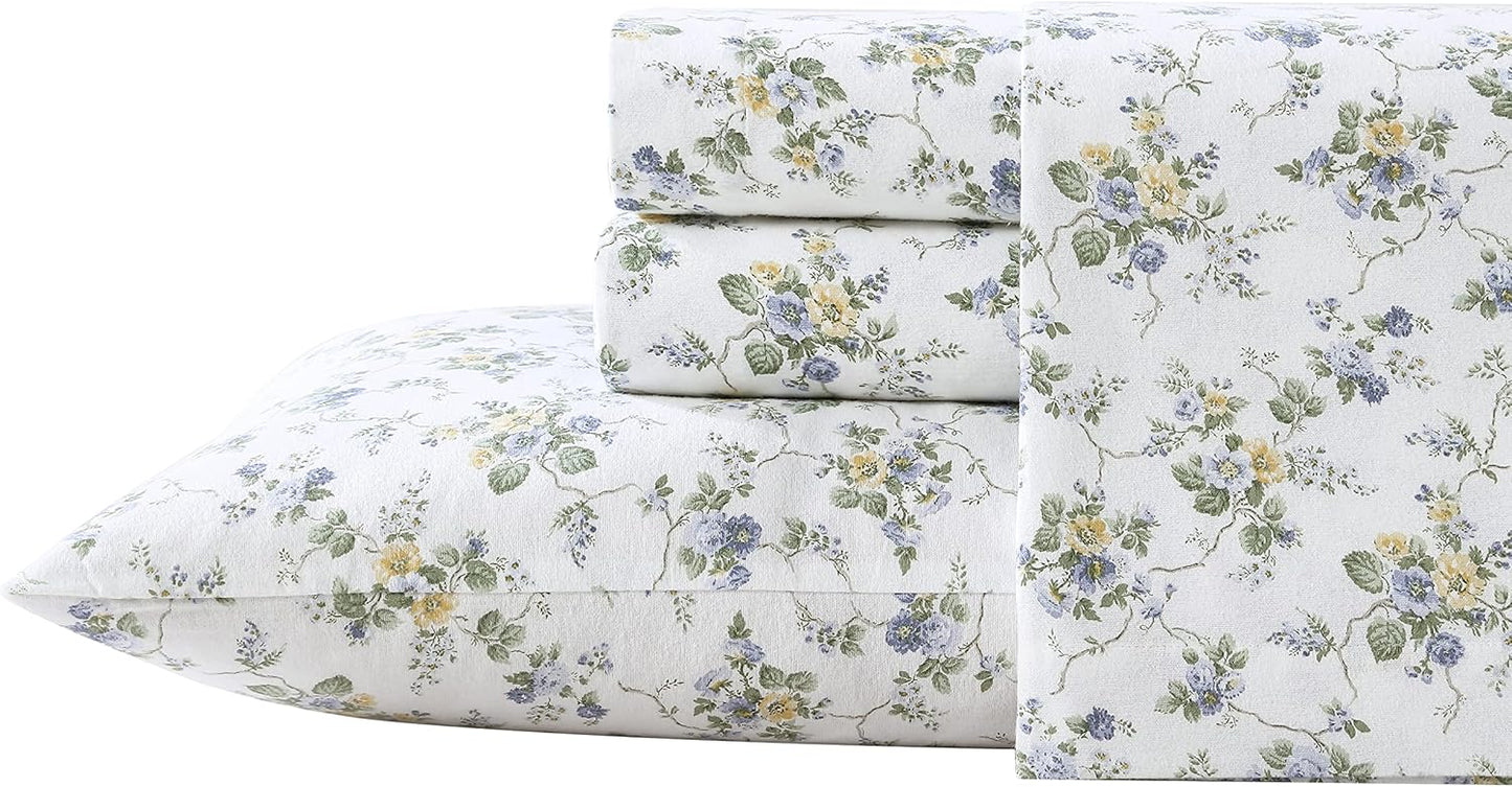 Flannel Cozy Sheet Sets-Le Fleur Multi/White