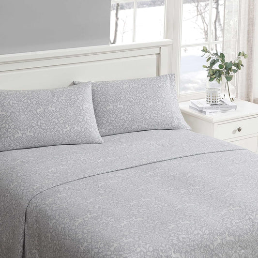 Flannel Cozy Sheet Sets-Deer Dance Grey
