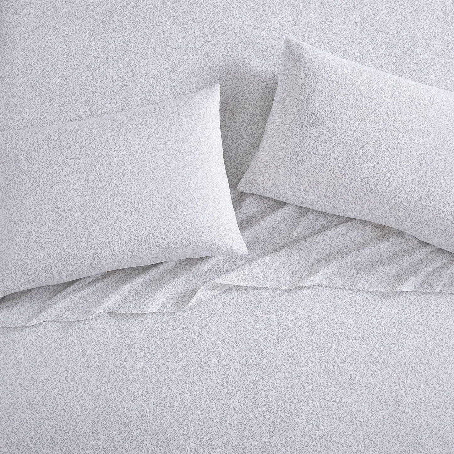 Flannel Cozy Sheet Sets-Chelsie Vine Grey/White