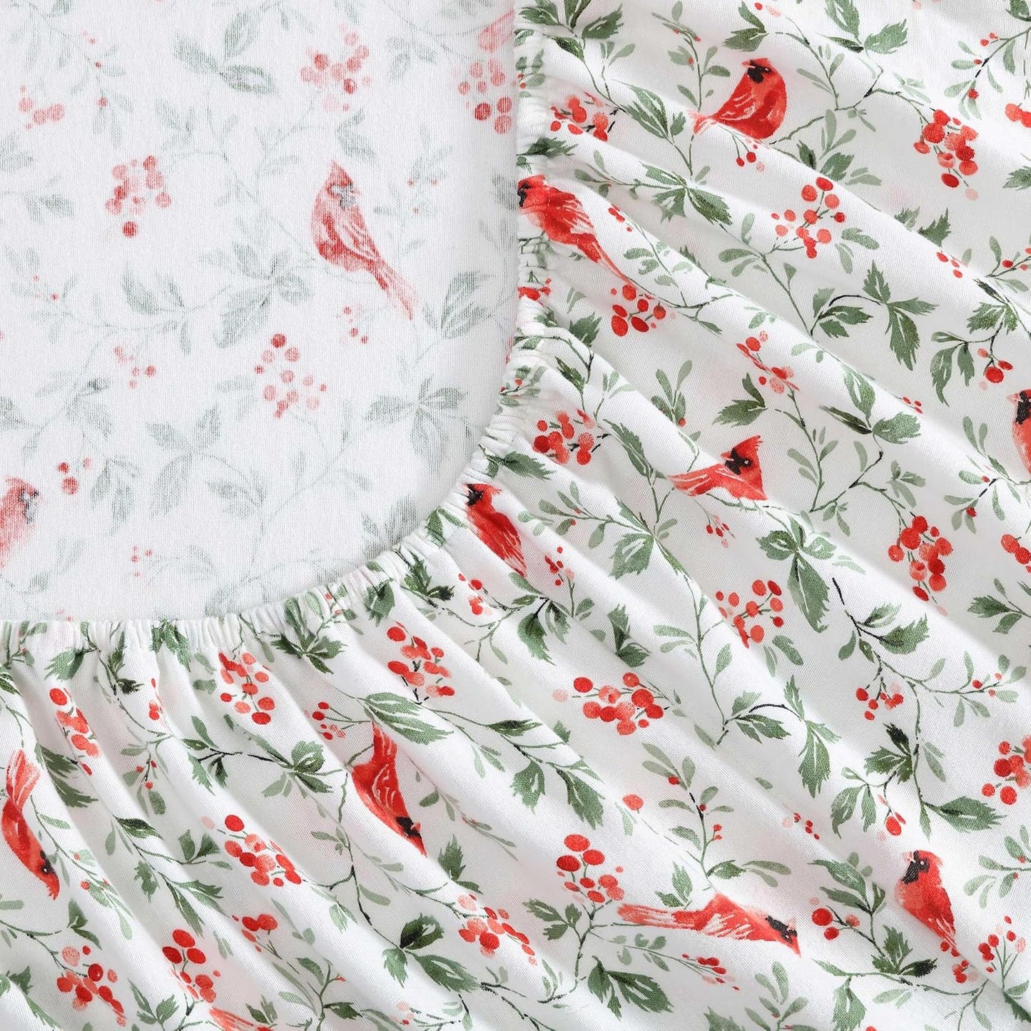Flannel Cozy Sheet Sets-Jolly Cardinals Green