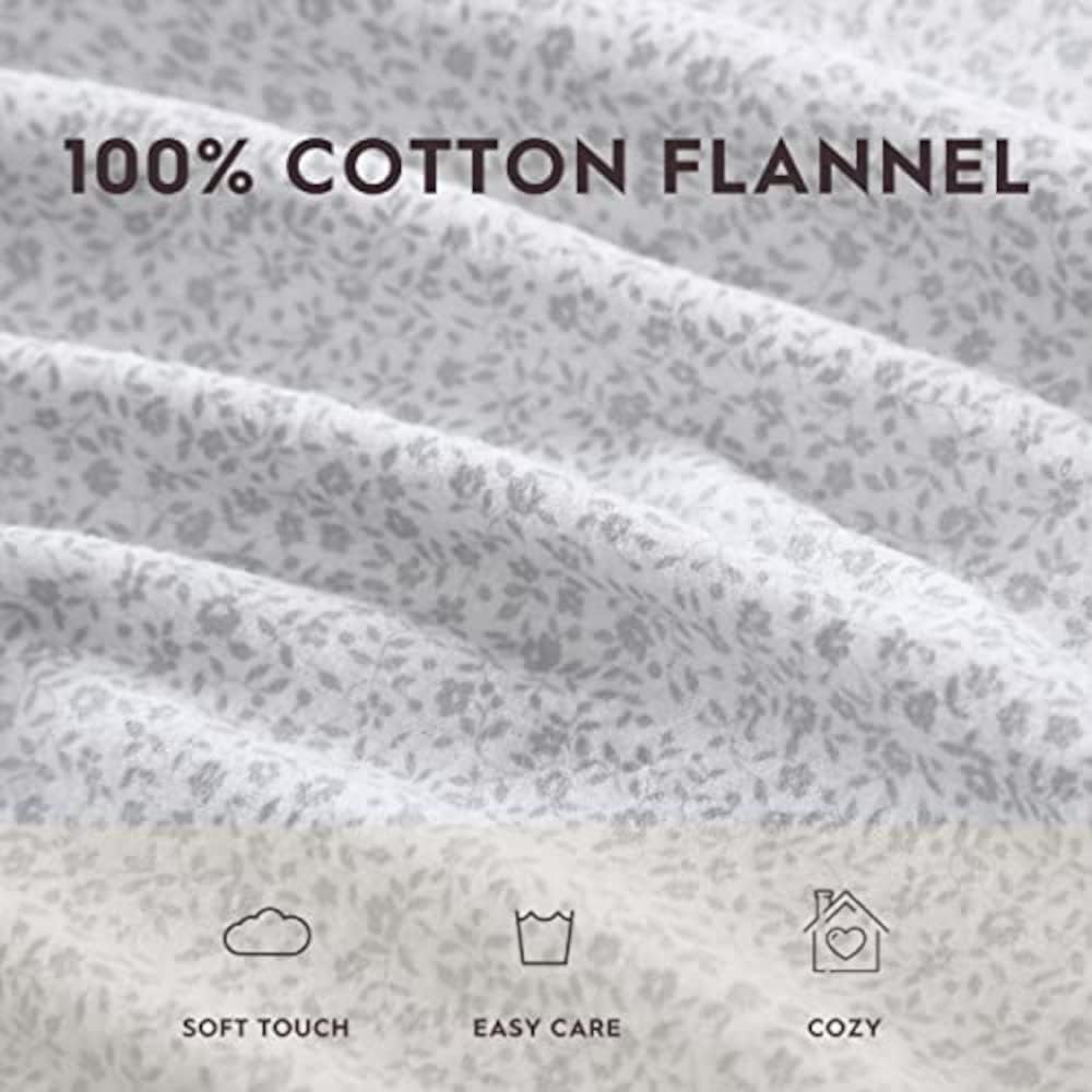 Flannel Cozy Sheet Sets-Chelsie Vine Grey/White