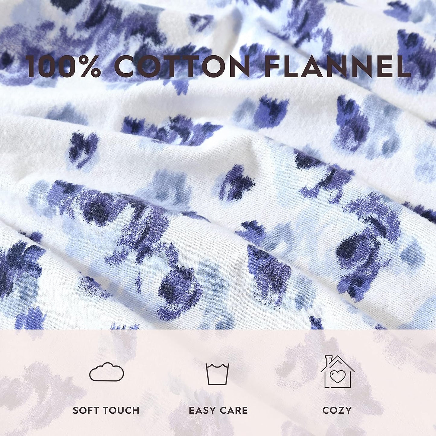 Flannel Cozy Sheet Sets-Emelisa Blue/White