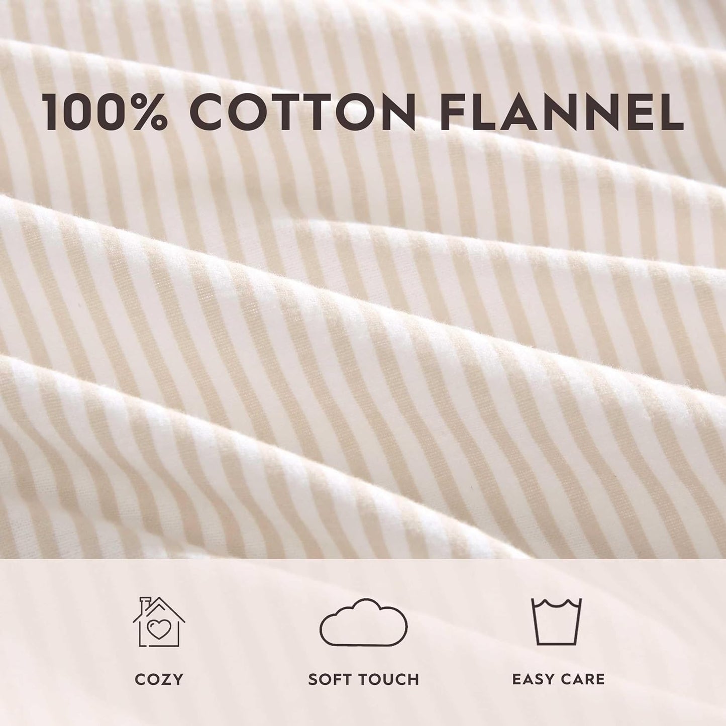 Flannel Cozy Sheet Sets-Oxfordshire Stripe Beige