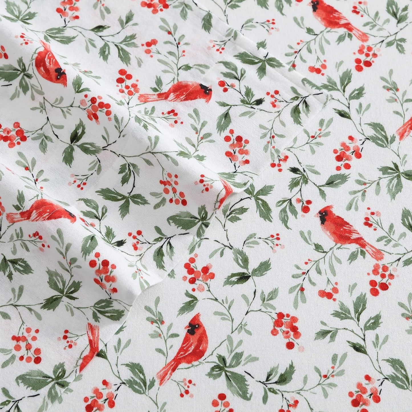 Flannel Cozy Sheet Sets-Jolly Cardinals Green