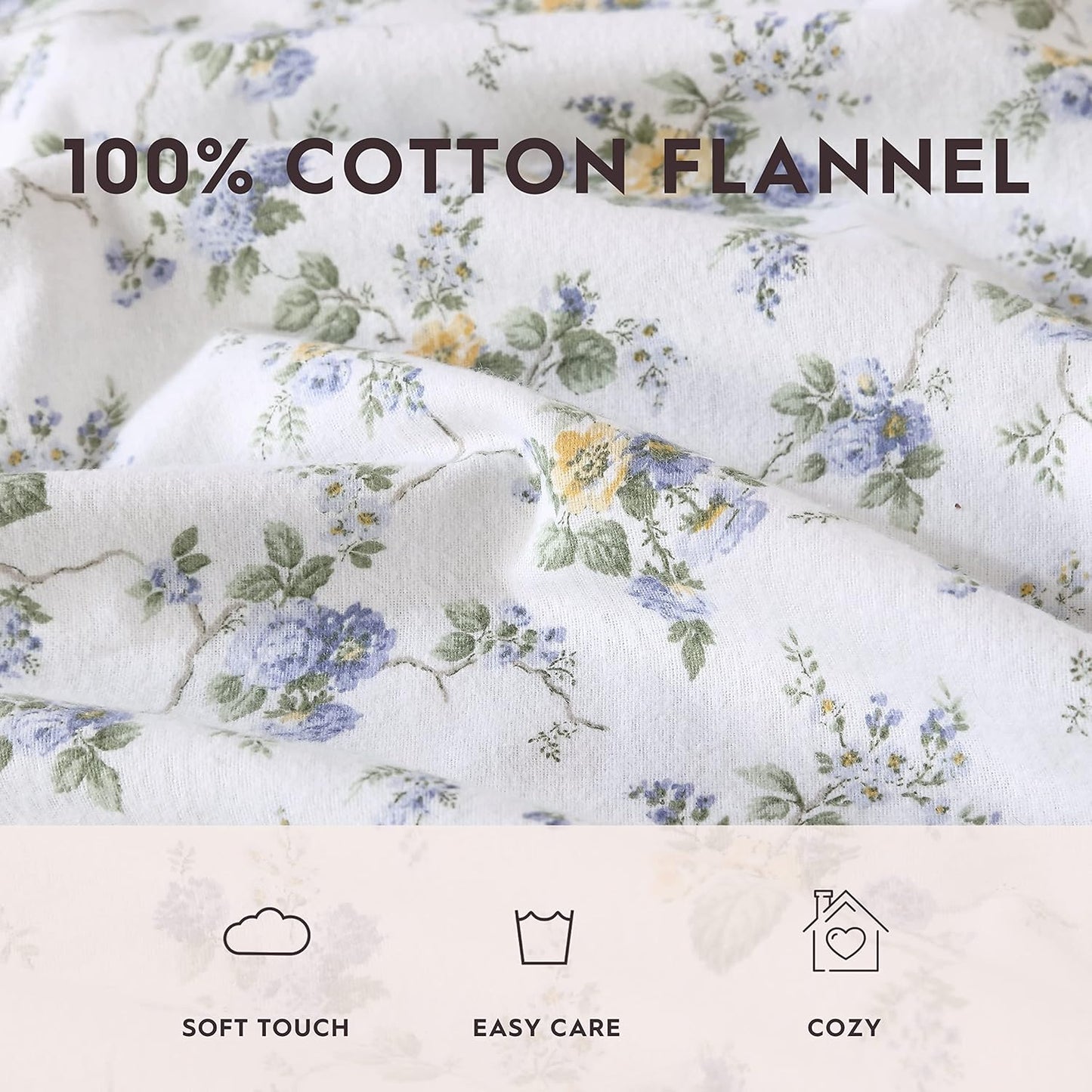 Flannel Cozy Sheet Sets-Le Fleur Multi/White